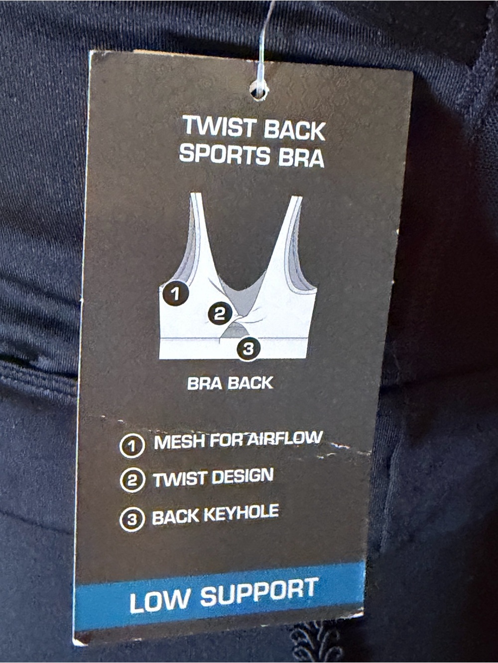 Black Twist Back Sports Bra - Picture 3 of 16